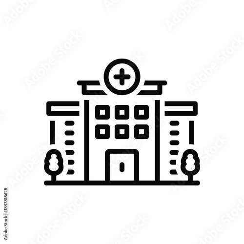 Black line icon for rehabilitation center