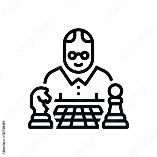 Black line icon for senior activities