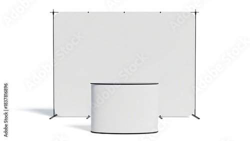 Wallpaper Mural Empty white trade show booth stand featuring a promotional counter display Torontodigital.ca