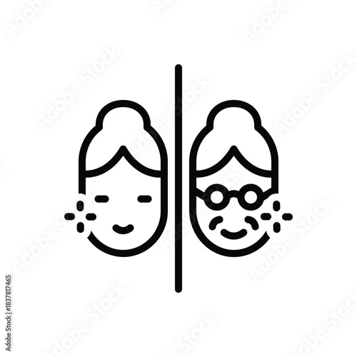 Black line icon for aging gracefully