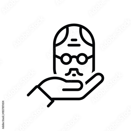 Black line icon for elderly care