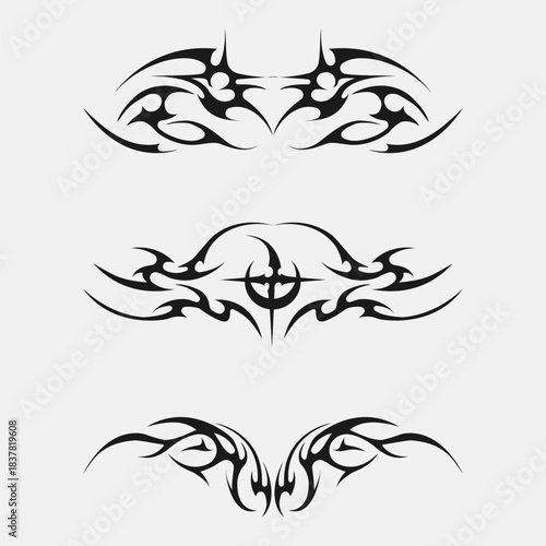 Abstract neo tribal element. Neo tribal shape. Aesthetic y2k cyber gothic style. Vector illustration.