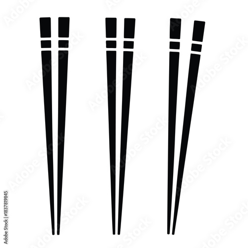 Cartoon bowl and eating chopsticks or Chinese chopsticks. In Chinese, chopsticks means kuizi. Food, sushi, noodles. Thai, Japanese or Asian cuisine. Restaurant tools. Kitchenware icon. 