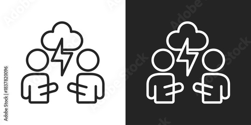 Conflict Icon In Black And White Line Style