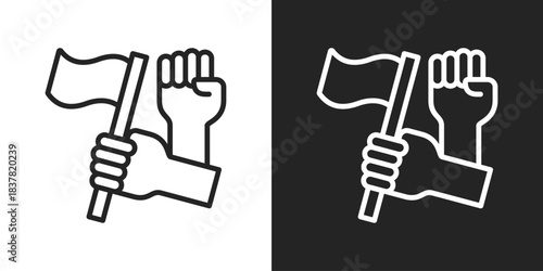activism Icon In Black And White Line Style