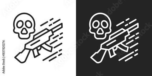war Icon In Black And White Line Style