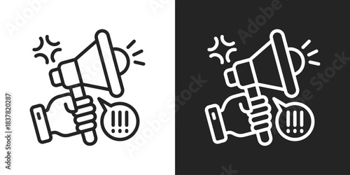 Megaphone Icon In Black And White Line Style