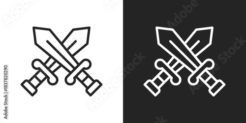 sword Icon In Black And White Line Style