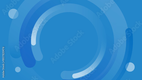 円形リングと波紋の抽象背景・ブルーのサークルデザイン