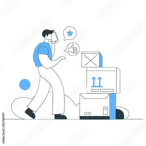 Design delivery service shipping boxes online order tracking customer service feedback satisfaction illustration verctor art illustration png