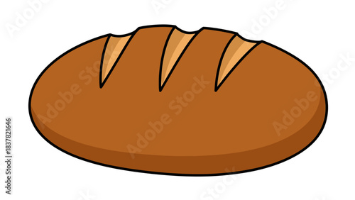 Freshly Baked Loaf of Bread Cartoon Illustration.