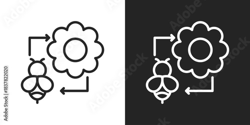 Pollination Icon In Black And White Outline Style
