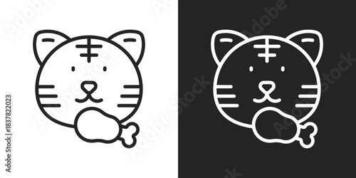 carnivore Icon In Black And White Outline Style