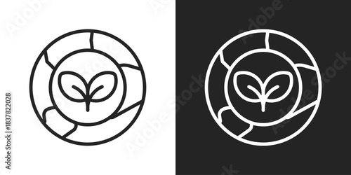 Eco Cycle Icon In Black And White Outline Style