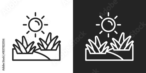 Solar Plants Icon In Black And White Outline Style