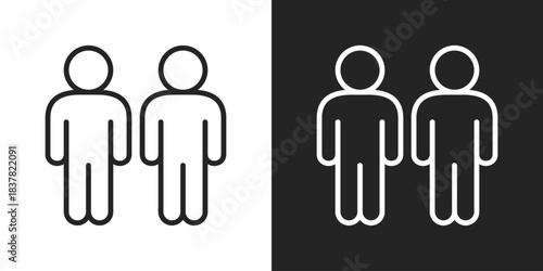 Humanity Icon In Black And White Outline Style