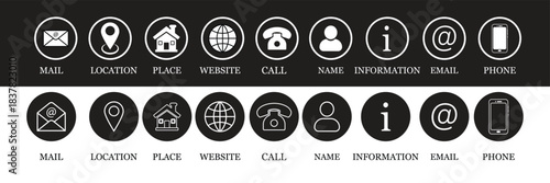 Contact Us Icon Set for Business Communication and Website Interface.