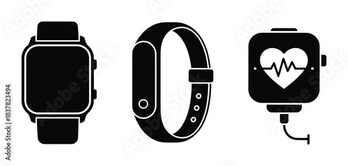 Smartwatch fitness tracker and heart rate monitor. Health monitoring devices. Wearable tech.