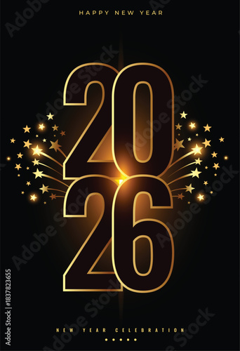 2026 New Year wishes poster with sparkling stars