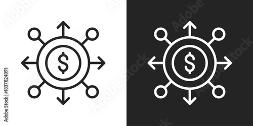 Financial Flow Icon In Black And White Outline Style