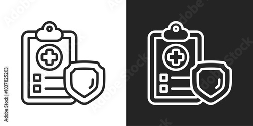 Health plan Icon In Black And White Line Style