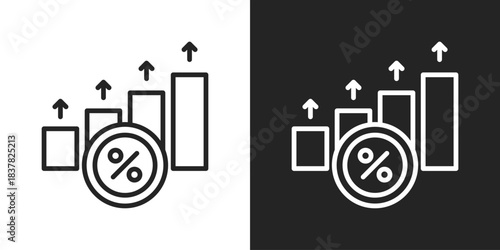 Interest rate Icon In Black And White Line Style
