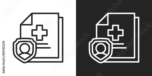 Insurance coverage Icon In Black And White Line Style