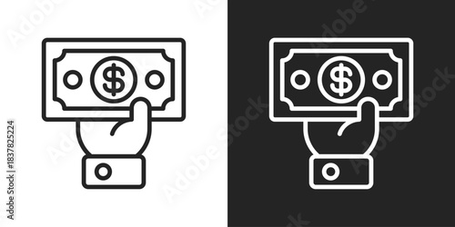 Withdrawal Icon In Black And White Line Style