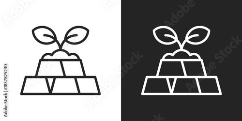 Investment Icon In Black And White Line Style