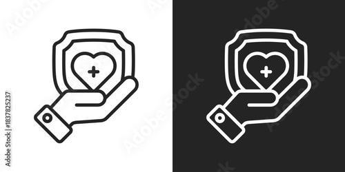 Health insurance Icon In Black And White Line Style