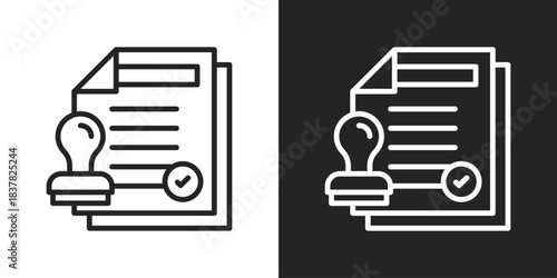 Contract Icon In Black And White Line Style