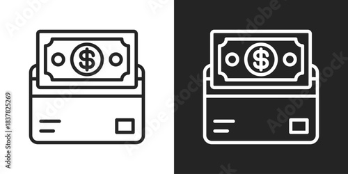 Saving account Icon In Black And White Line Style