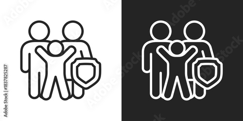 Family insurance Icon In Black And White Line Style