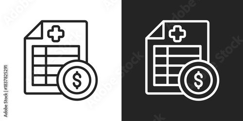 Medical expense Icon In Black And White Line Style