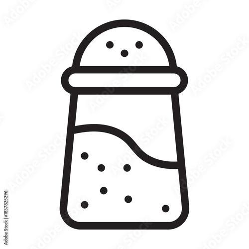 Line icon of salt shaker, bold outline, seasoning ingredient for cooking and baking