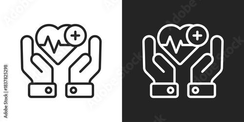 Healthcare Icon In Black And White Line Style