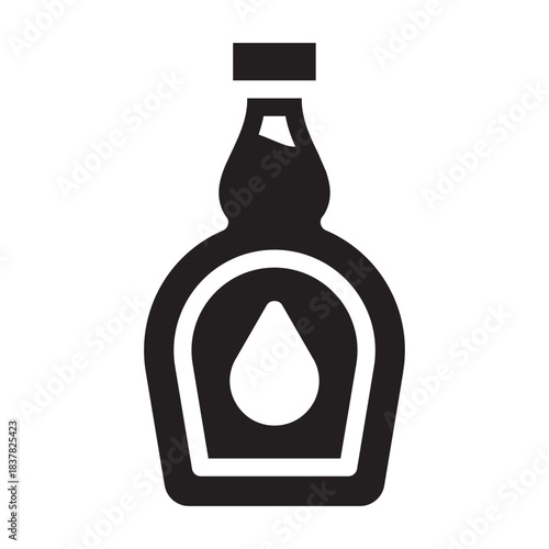 Glyph icon of syrup bottle, bold outline, maple syrup topping for pancakes