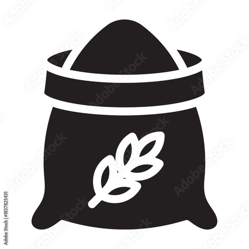 Glyph icon of flour sack, bold outline, cooking ingredient for pancake batter