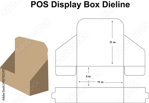POS Display Box Dieline Template With Dimensions packaging die cut