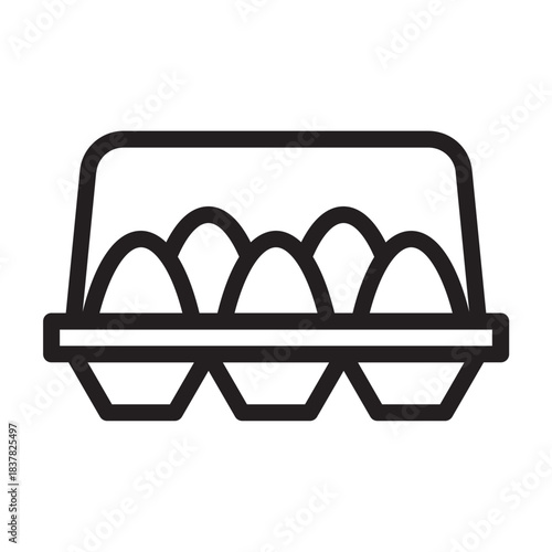 Line icon of egg carton, bold outline, cooking ingredient for pancake batter