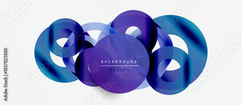 Abstract fluid shapes overlap, creating vibrant blue design. Text reads background design within central form. Minimalist aesthetic.