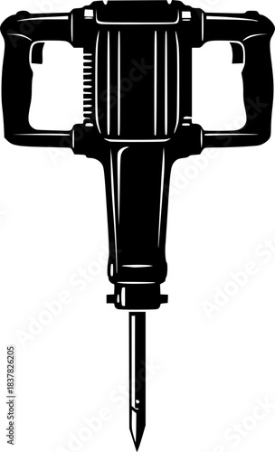 Construction Jackhammer Vector Silhouette Icon