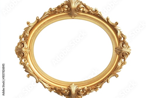Ornate golden oval frame with intricate carvings