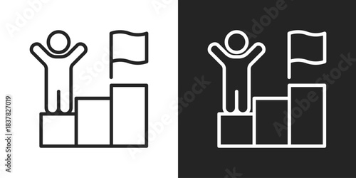 Goal Achievement Icon In Black And White Line Style
