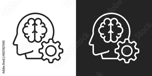 Critical Thinking Icon In Black And White Line Style
