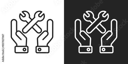 Practical Skills Icon In Black And White Line Style
