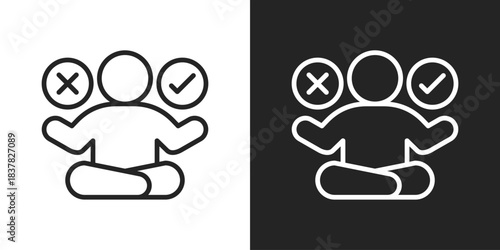 Decision Making Icon In Black And White Line Style