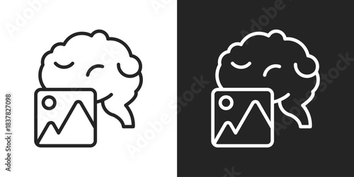 Creative Thinking Icon In Black And White Line Style