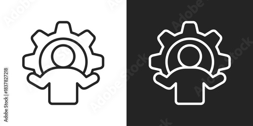 Problem Solving Icon In Black And White Line Style