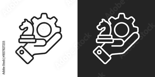 Strategic Thinking Icon In Black And White Line Style